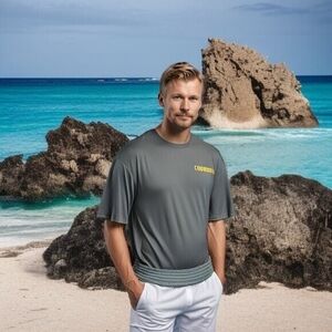 A4 Men's Grey Yellow White Padres Pedal Cause '24 Tee L 100% Polyester NWOT